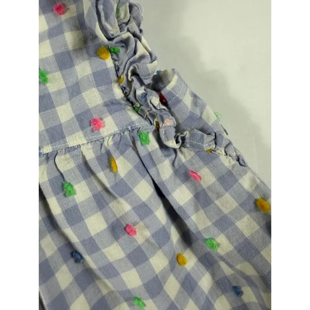 Gap Gingham Embroidered Swiss Dot Flutter Sleeve Top Size 3 Years